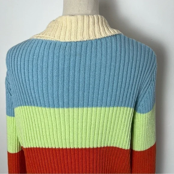 Zara Striped Button Front Knit Cardigan Sweater with Collar - Picture 8 of 8